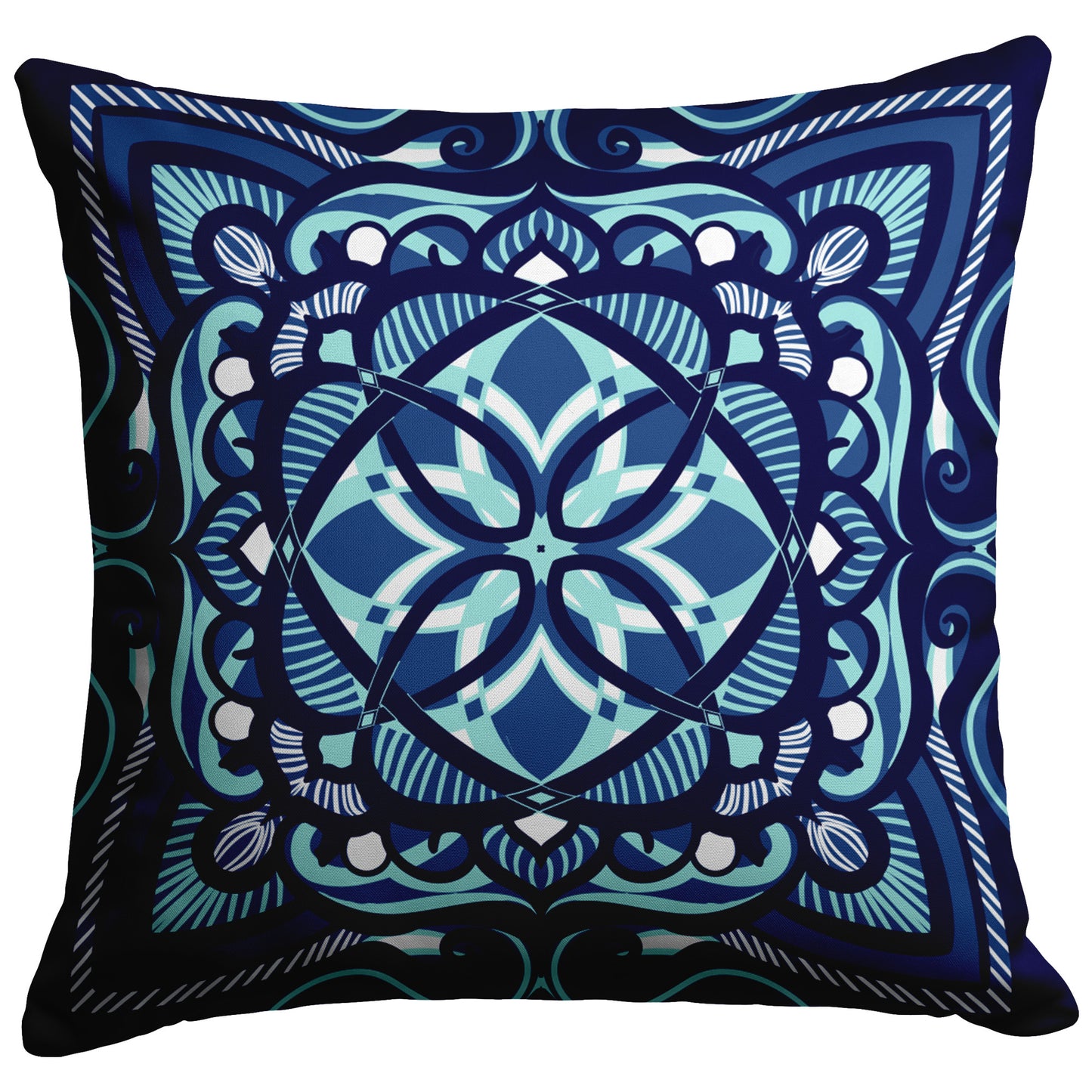 Celtic Ocean Blue Mandala Pillow