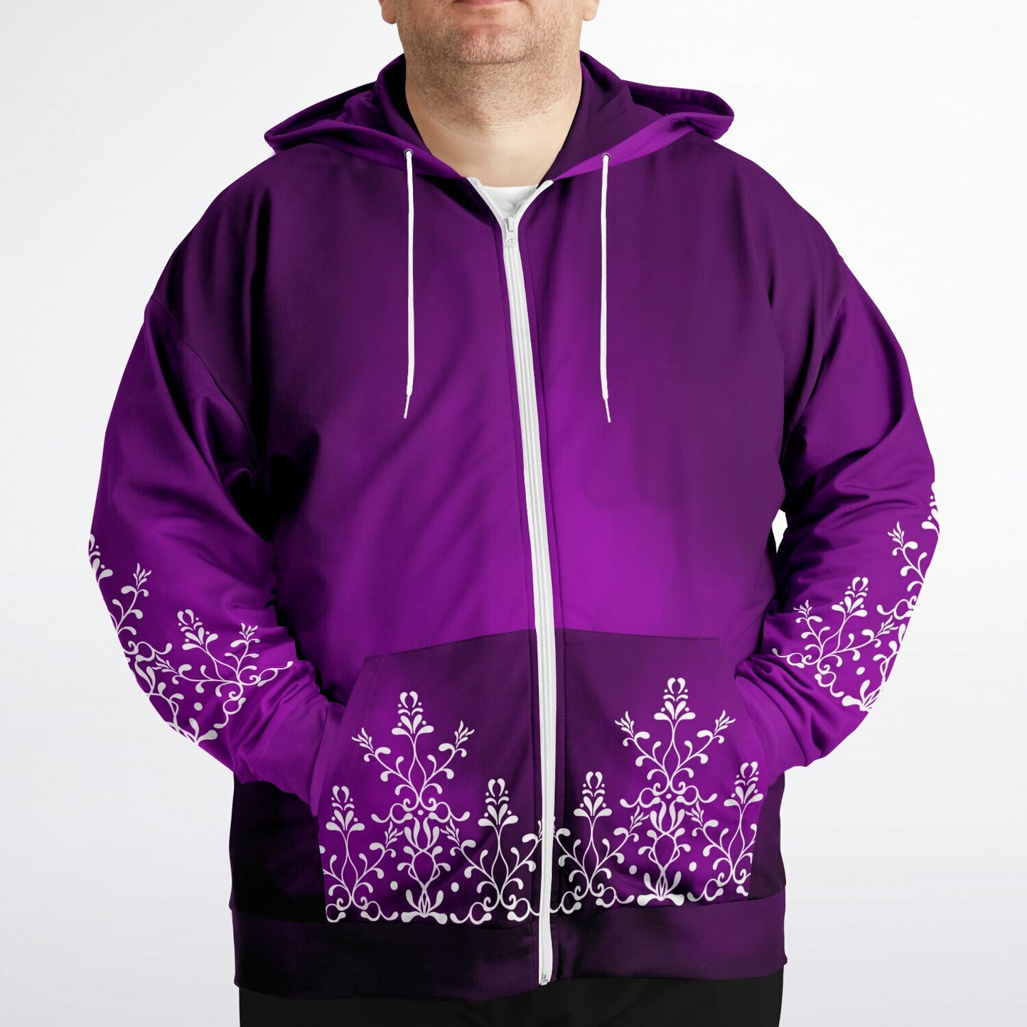 Purple Flourish Zip Hoodie Plus Size