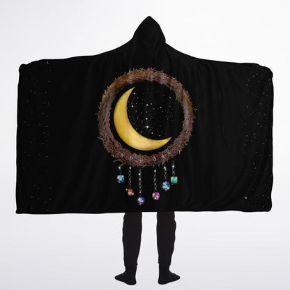 Moon and Gems Hooded Blanket Micro Fleece - AOP