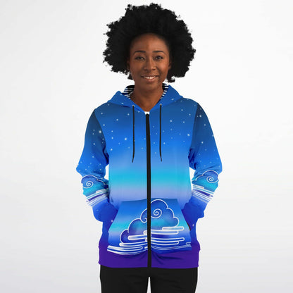 Cloud View Night Zip-Up Hoodie - XS -4XL