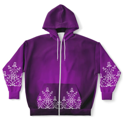 Purple Flourish Zip Hoodie Plus Size