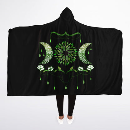 Triple Moon, Green Leaf, Hooded Blanket – Sherpa lining