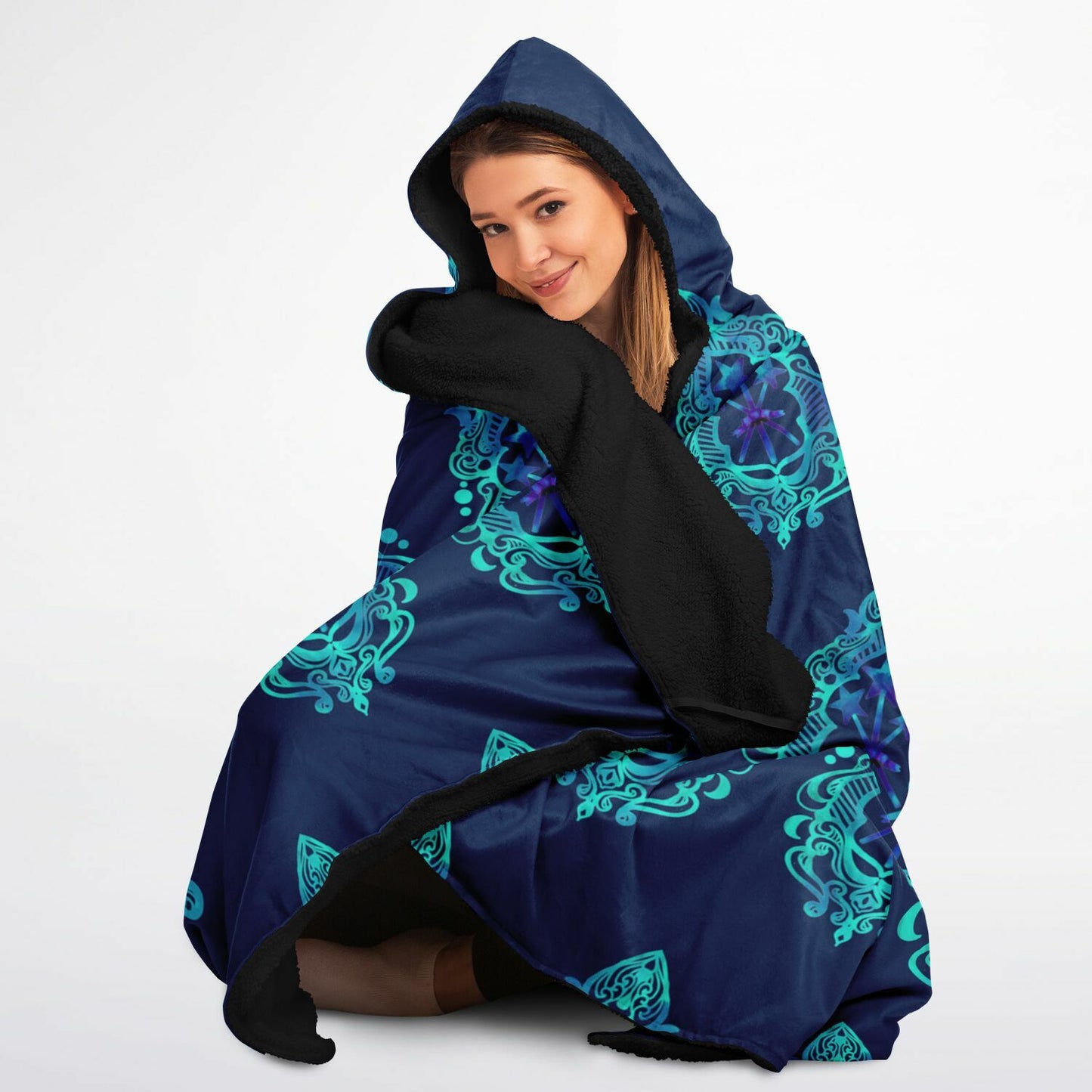 Crossed Wands Damask Hooded Blanket