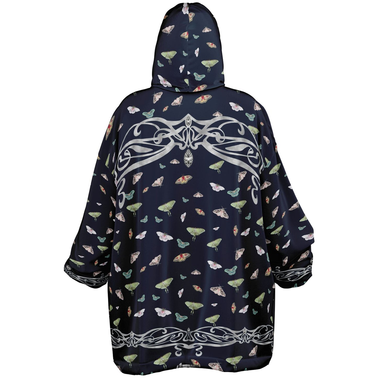 Navy Moth And Diamonds Snug Hoodie - AOP