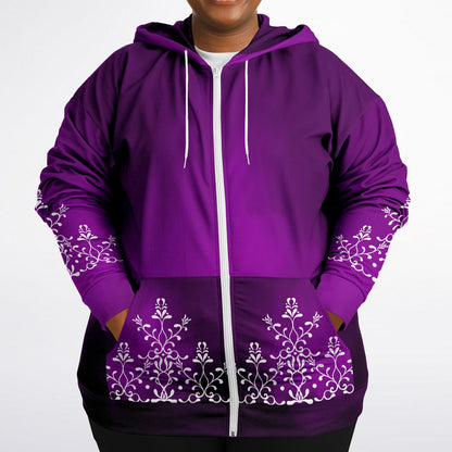 Purple Flourish Zip Hoodie Plus Size