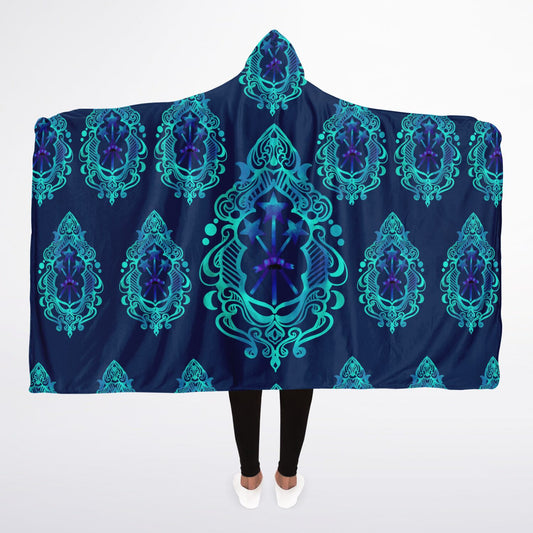 Crossed Wands Damask Hooded Blanket