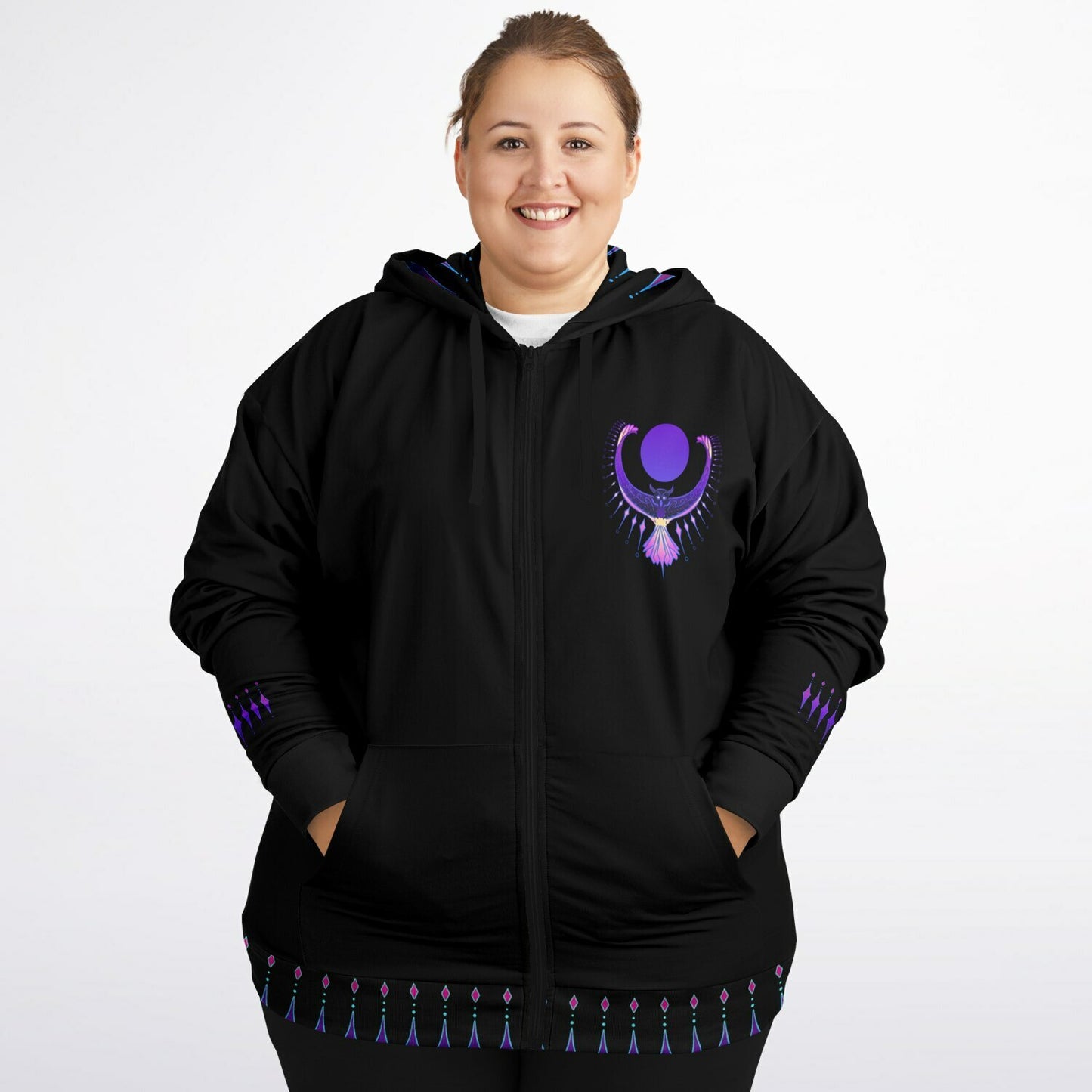 Sun Owl Night Plus-size Ziphoodie - AOP