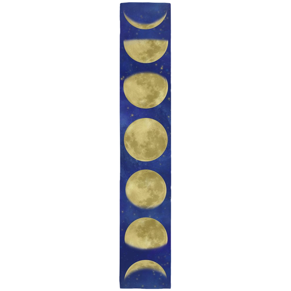 7 Moon Phase Table Runners - Blue and Gold