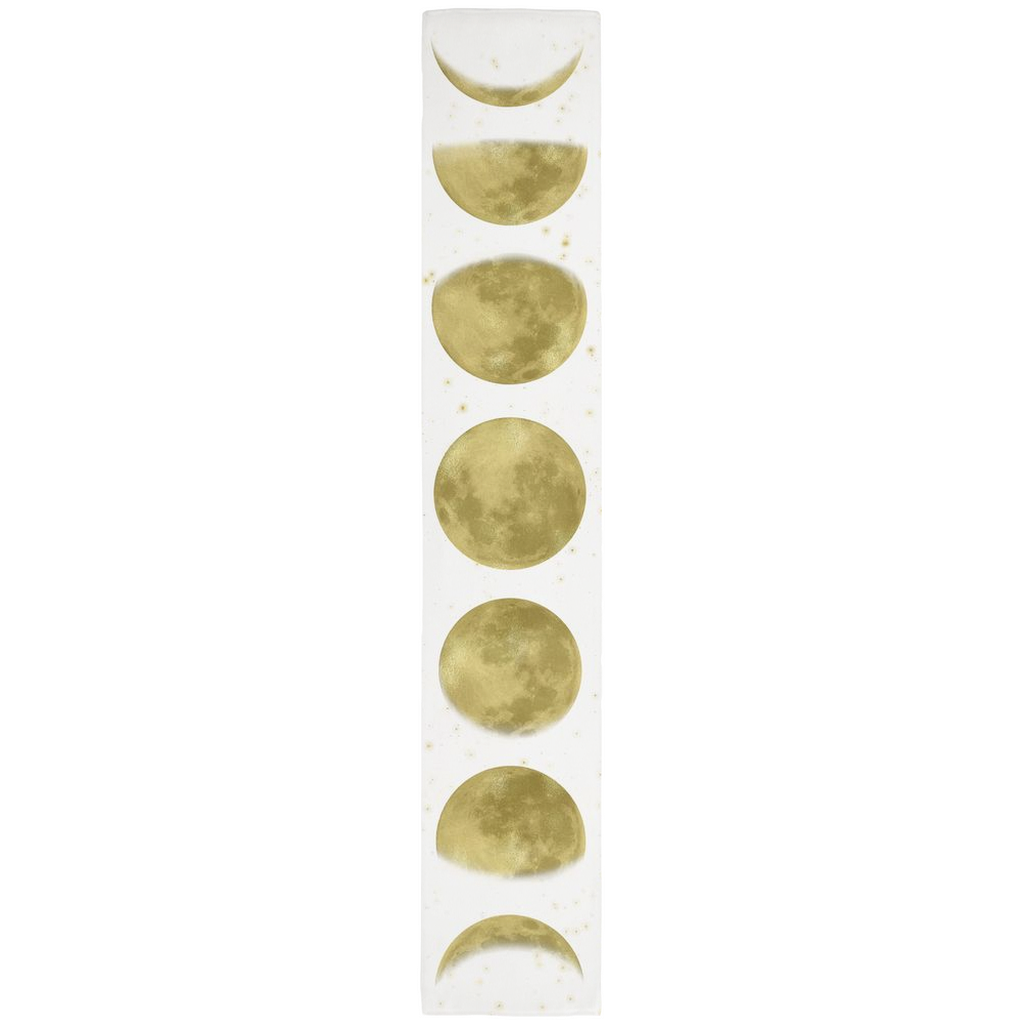 & Phase Moon Table Runner - White and Gold