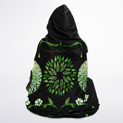 Triple Moon, Green Leaf, Hooded Blanket – Sherpa lining