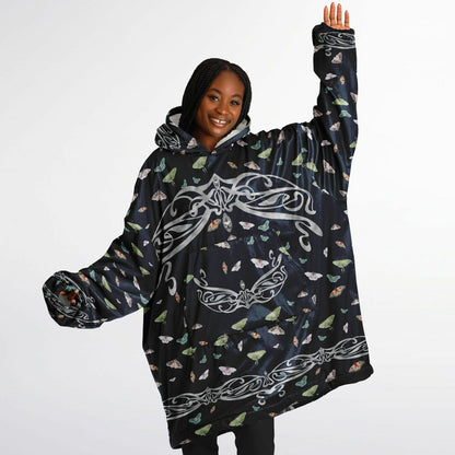 Navy Moth And Diamonds Snug Hoodie - AOP