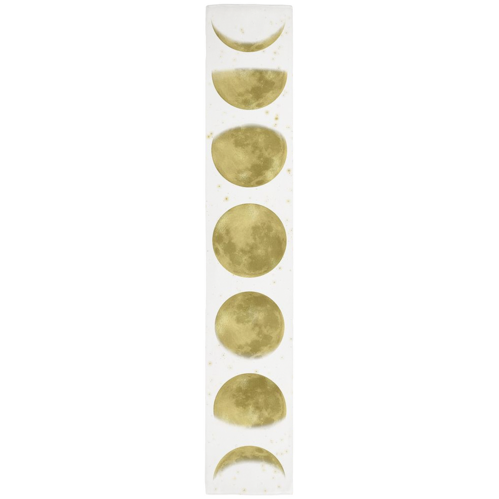 & Phase Moon Table Runner - White and Gold