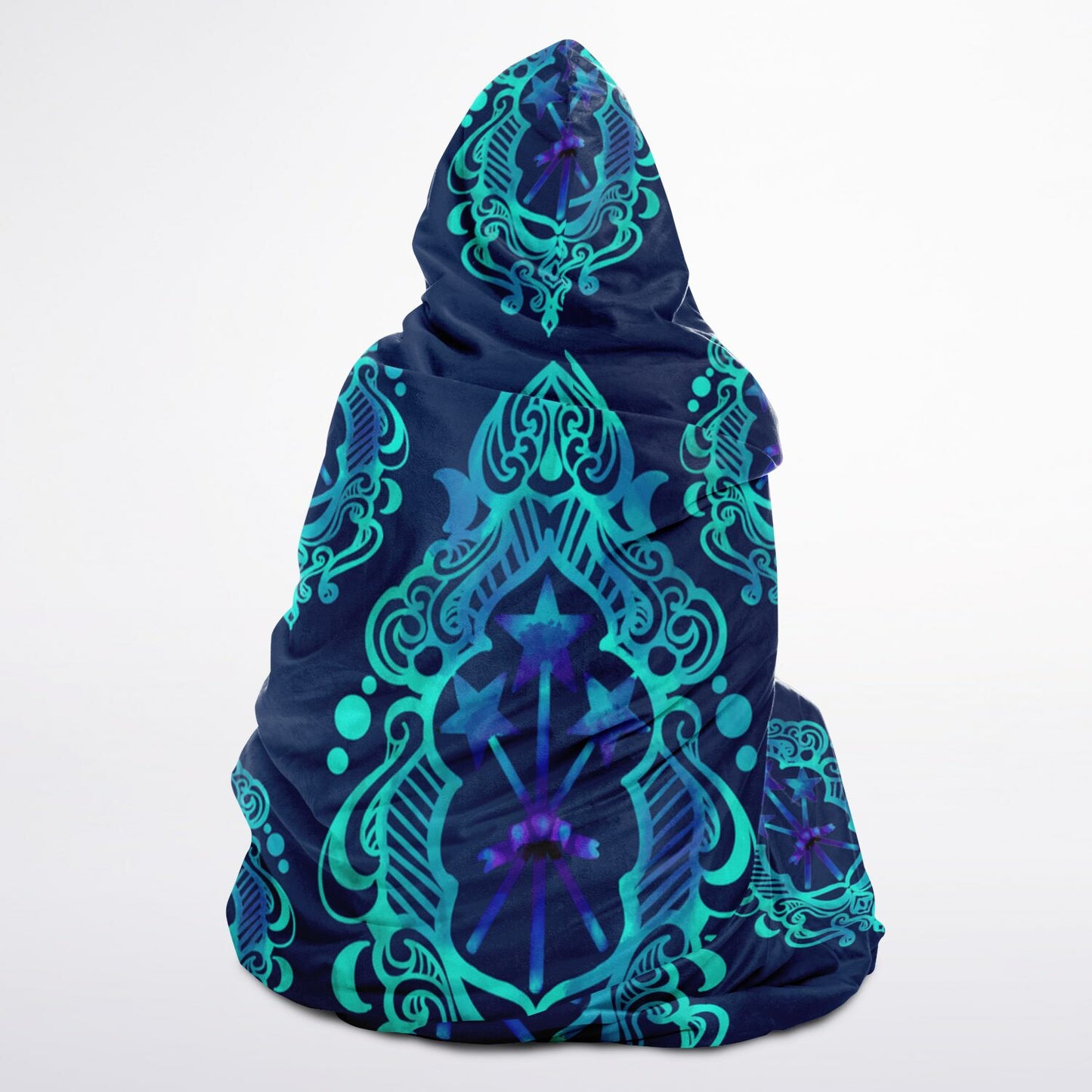 Crossed Wands Damask Hooded Blanket