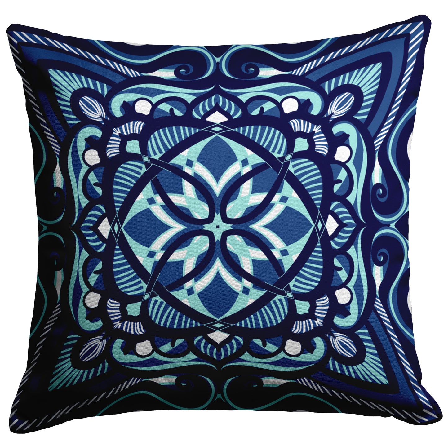Celtic Ocean Blue Mandala Pillow