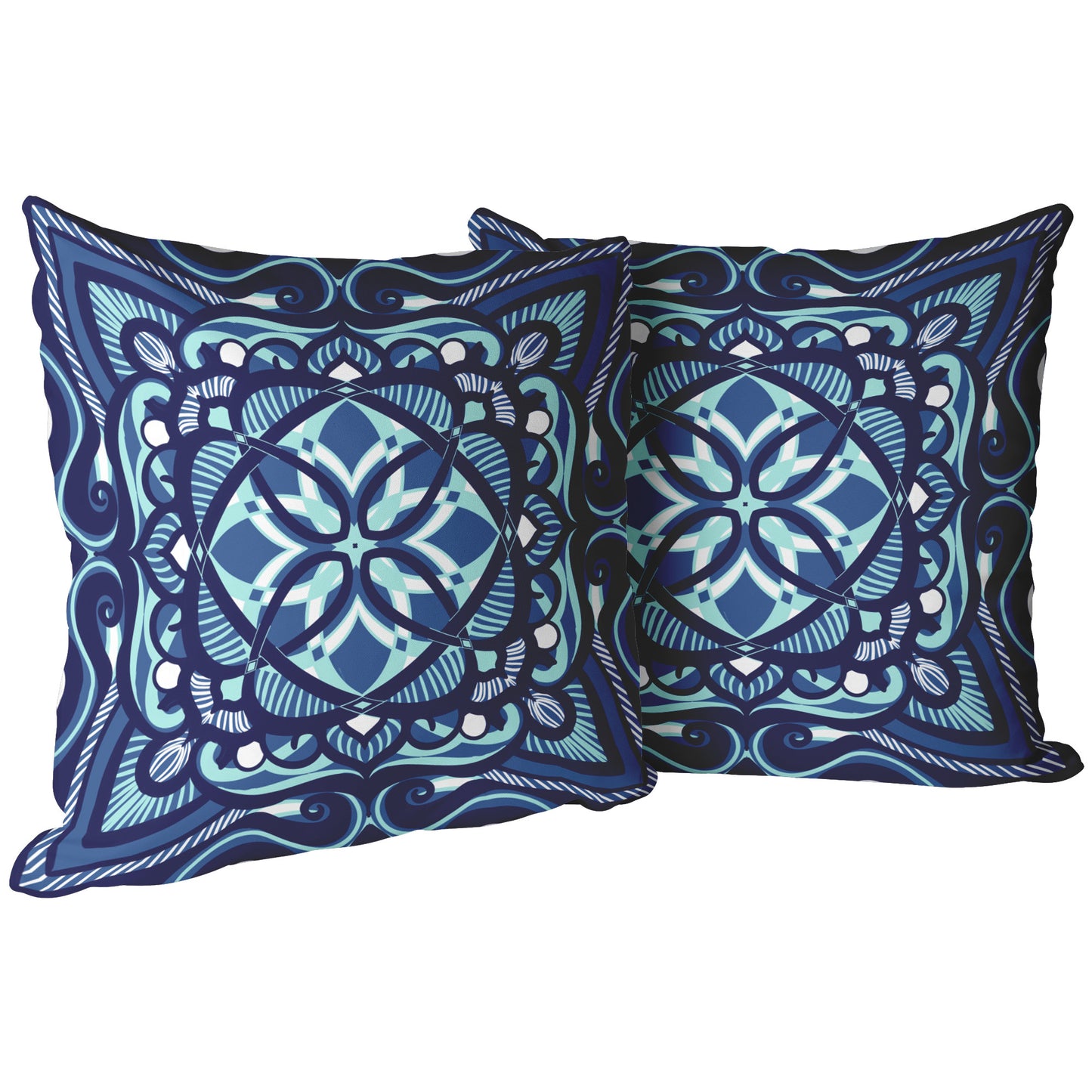 Celtic Ocean Blue Mandala Pillow